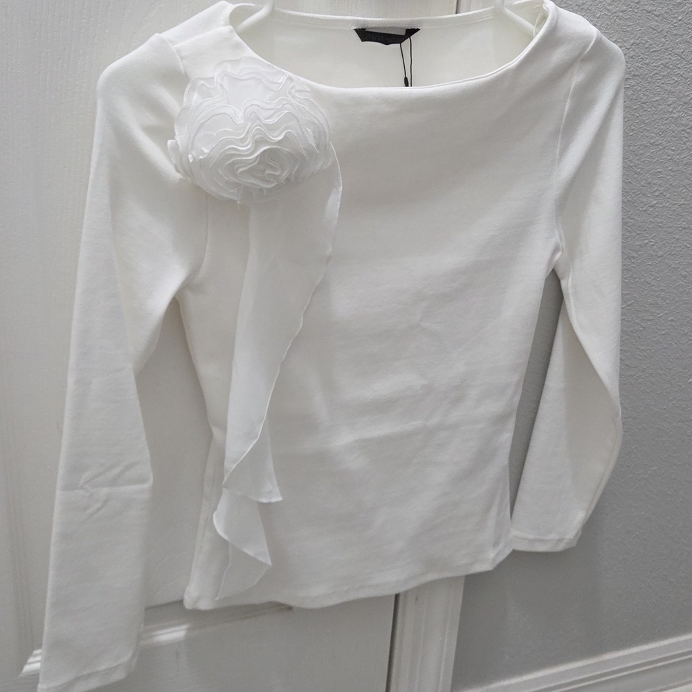 Zara Cream Blouse with Floral Accent
